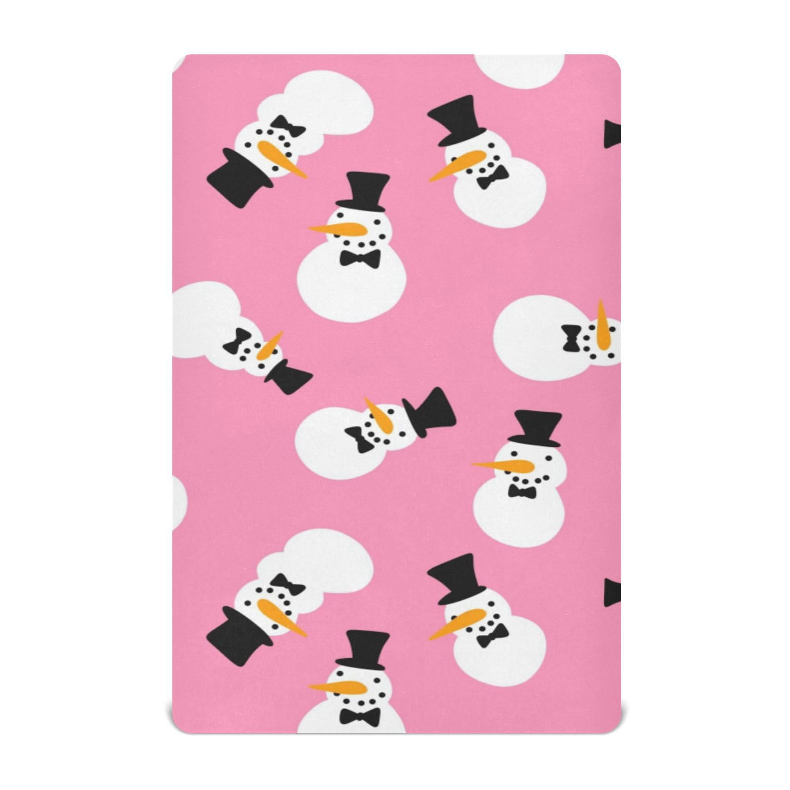 Moudou Christmas Snowman Playard Sheet for Boy Girls, Soft Breathable Fitted Toddler Sheet for Standard Playard Bed Mattress, 39 x 27 x 5 Inch