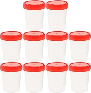 Baluue 10 Pcs Urine Cups with Scale Plastic Urine Specimen Cups Sterile Specimen Cups with Leak Proof Lids for Ovulation Test/Pregnancy Test/pH Test Etc 120ml