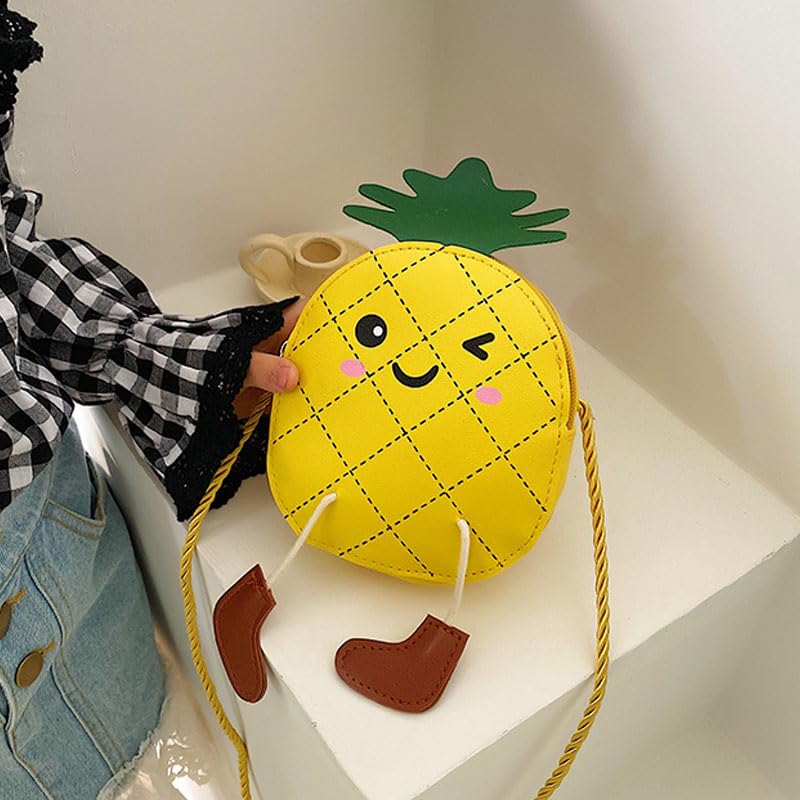 Ximimark 2pc Cute Pineapple Crossbody Bag, Fashion Cartoon Shoulder Bag, Accessories PU Leather Purse3