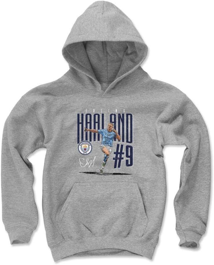 500 LEVEL Erling Haaland Manchester City Youth Hoodie Sweatshirt - Erling Haaland Manchester City Dash