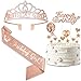 HiStock Happy Birthday Decoration Set for Girl, Birthday Rose Girl Gold Rhinestone Sash Crown Tiara Candles Cake Topper Birthday Party Favors for Girl Girlfriend Daughter