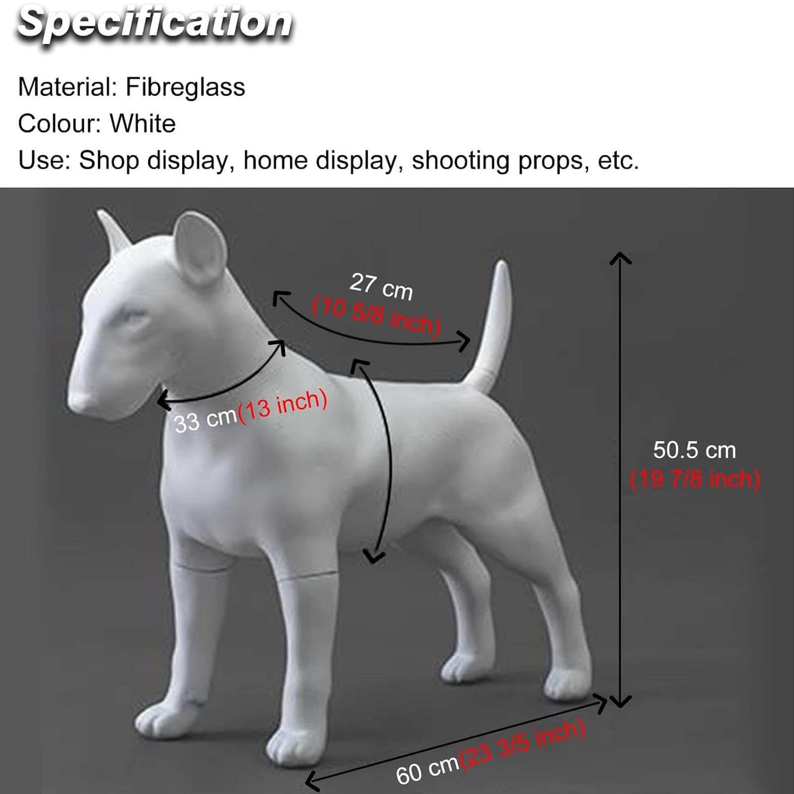 Modello di manichino per cani Bull Terrier, espositore per abbigliamento per animali domestici, con gambe staccabili, per fotografia e uso in negozio di animali, statua realistica per cani