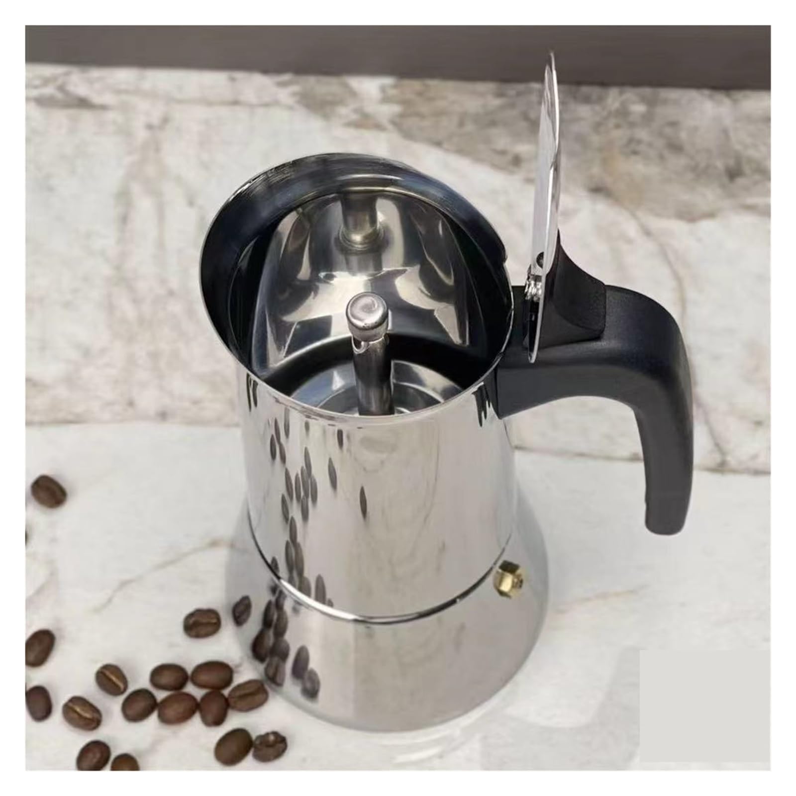 Genérico Cafetera italiana clásica de acero inoxidable 4/6. for el hogar, la oficina y exteriores. Apta for cocinas inducción gas(4cups)