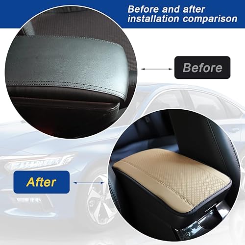 Miniatura 6 de Ziciner Cojín de cuero para consola central de automóvil, cómodo protector impermeable para caja de asiento, accesorios de protección interior de