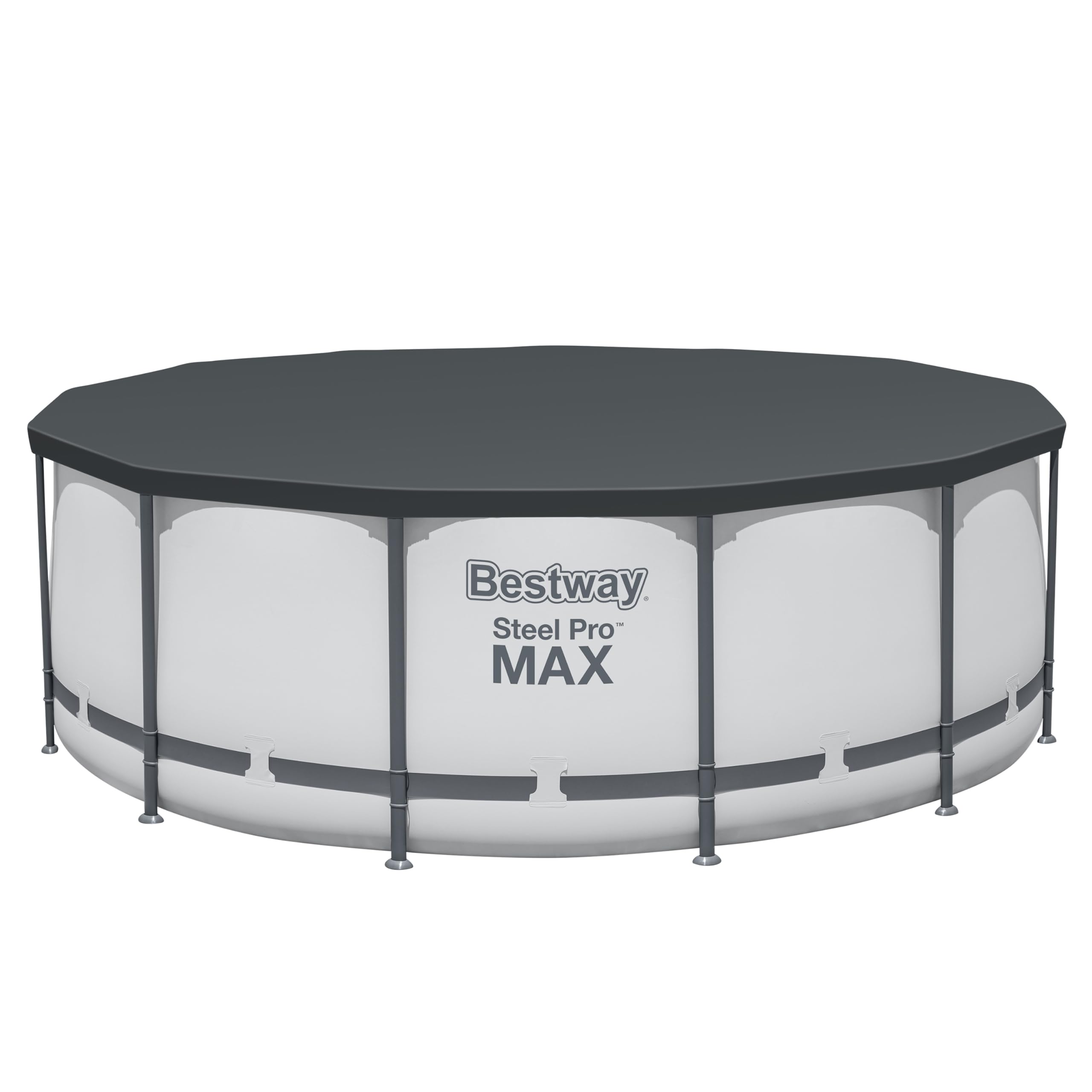 Bestway® Steel Pro MAX™ Aufstellpool Komplett-Set mit Filterpumpe Ø 396 x 122 cm, lichtgrau, rund