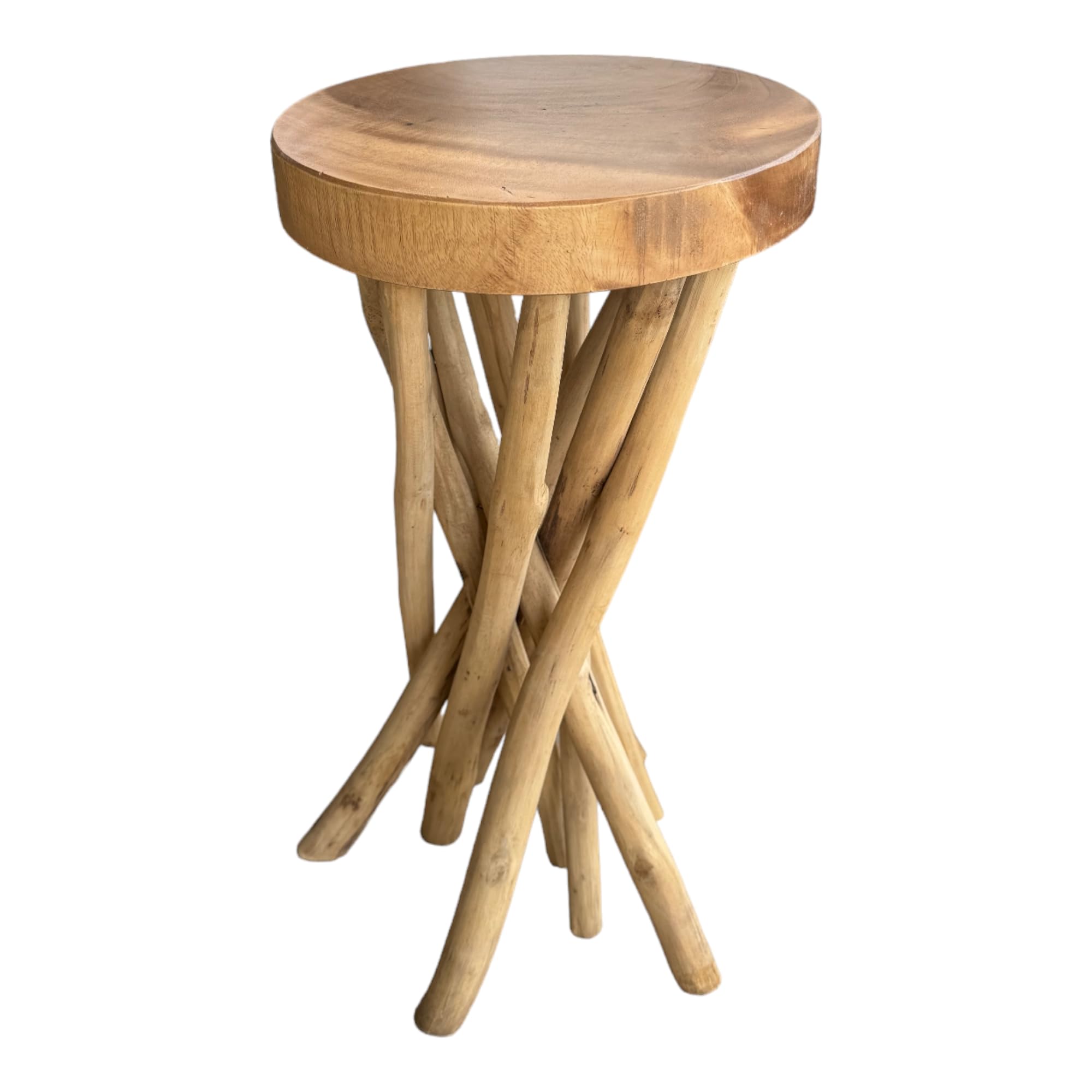 FaHome Holzhocker Rund-Hocker Holz Ablagetisch Natur Beistelltisch Möbel Hocker Saman Holz Blumenhocker Massiv Küche, Haushalt & Wohnen
