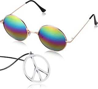 Hippie Dressing Accessory Set Hippie Glasses and Peace Sign Necklace