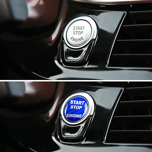 Miniatura 21 de QianBao Compatible con la cubierta del botón de arranque y parada, calcomanía de fibra de carbono para interruptor de encendido de arranque sin Negro