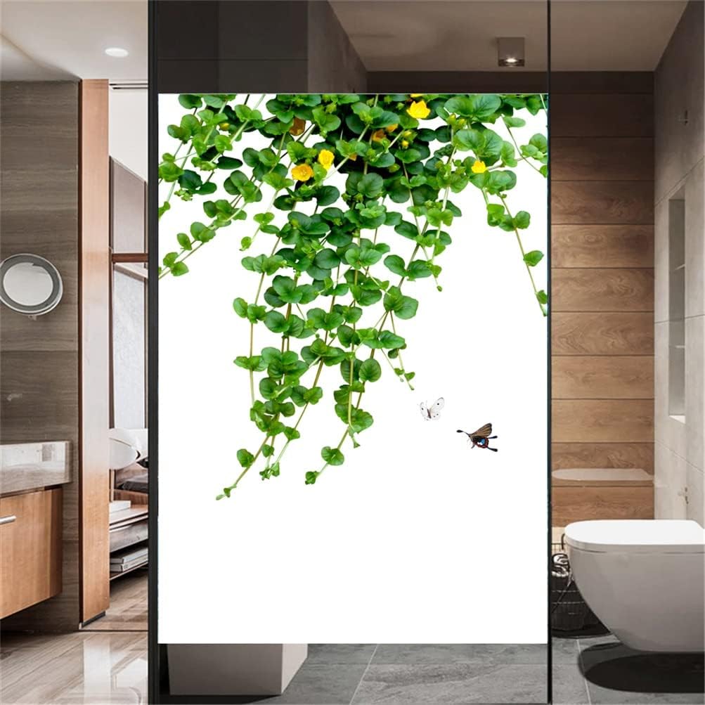 Decorative Window Film Decorative Windows Film Privacy Plant Leaves Glass Window Stickers No Glue Static Cling Frosted Window Film for Home Decor Privacy Window Film ( Color : Brass , Size : 50x120cm