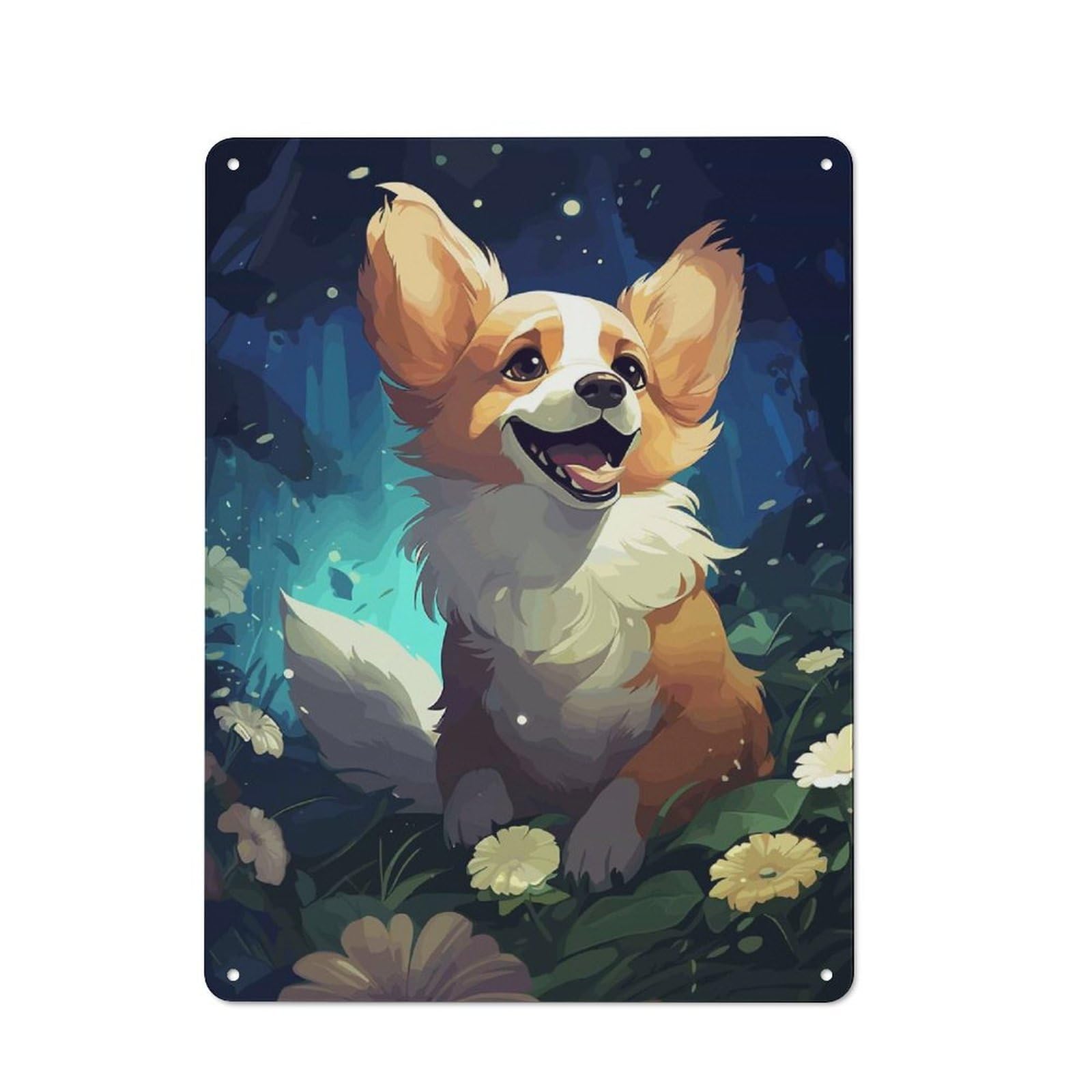 For Studio Or Craft Room, Happy Corgi Dog Retro-style Tin Sign 40x30cm, for Metal Sign Collectors, for Garage And Workshop Walls