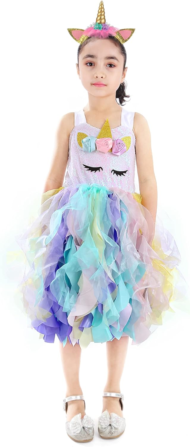 Miniatura 5 de Little Funny Unicorn Dress for Girls Sequin Unicorn Tutu Dress Rainbow Unicorn Costume for Christmas Birthday Party