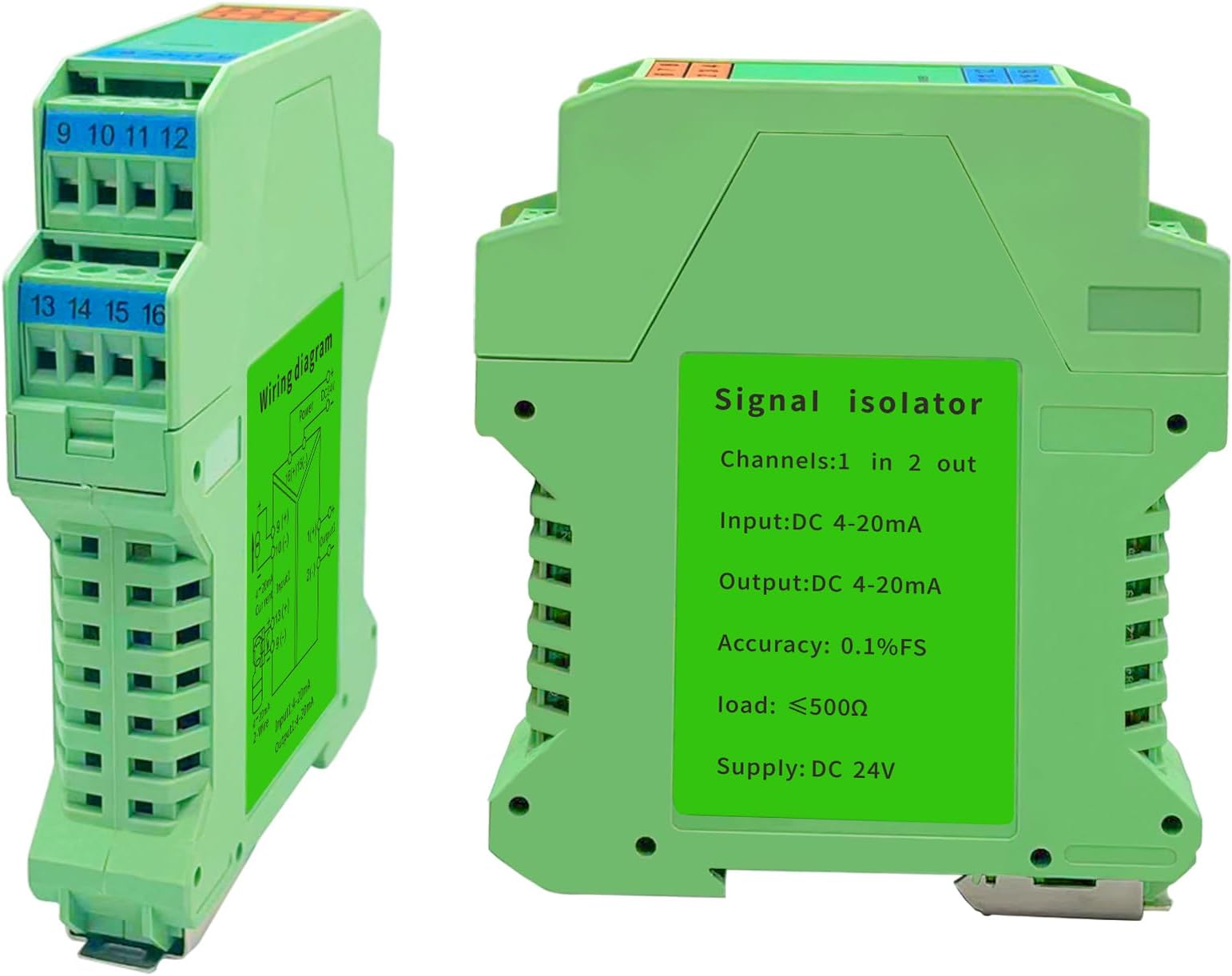 Signal Isolator DC 24V,PLC Detect Signal Conditioner,Module Analog Output(1 in 2 Out 4-20mA Turn 4-20mA)