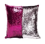 Idea Up Reversible Sequins Mermaid Pillow Cases 4040cm with magic mermaid sequin (Hot Pink and Silver)