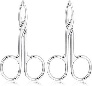 Tweezers With Handles 2 Pcs Tweezers For Women Facial Hair Stainless Steel Scissor Handle Eyebrow Tweezers Flat Straight Tip Hair Plucker For Wig Plucking Plucker Facial Care (Silver)