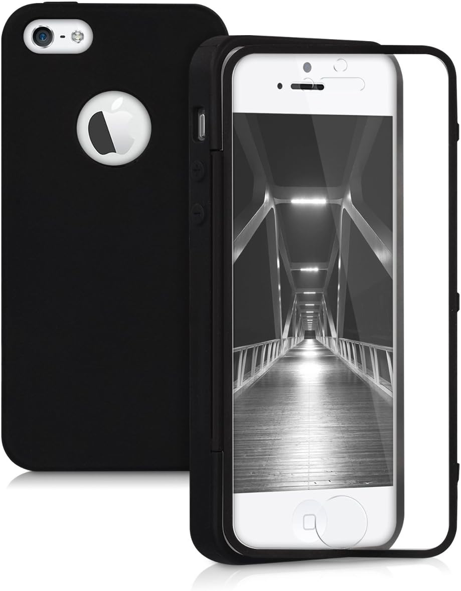 kwmobile TPU Silicone Case Compatible with Apple iPhone SE (1.Gen 2016) / 5 / 5S - Full Body Phone Cover Protection - Black