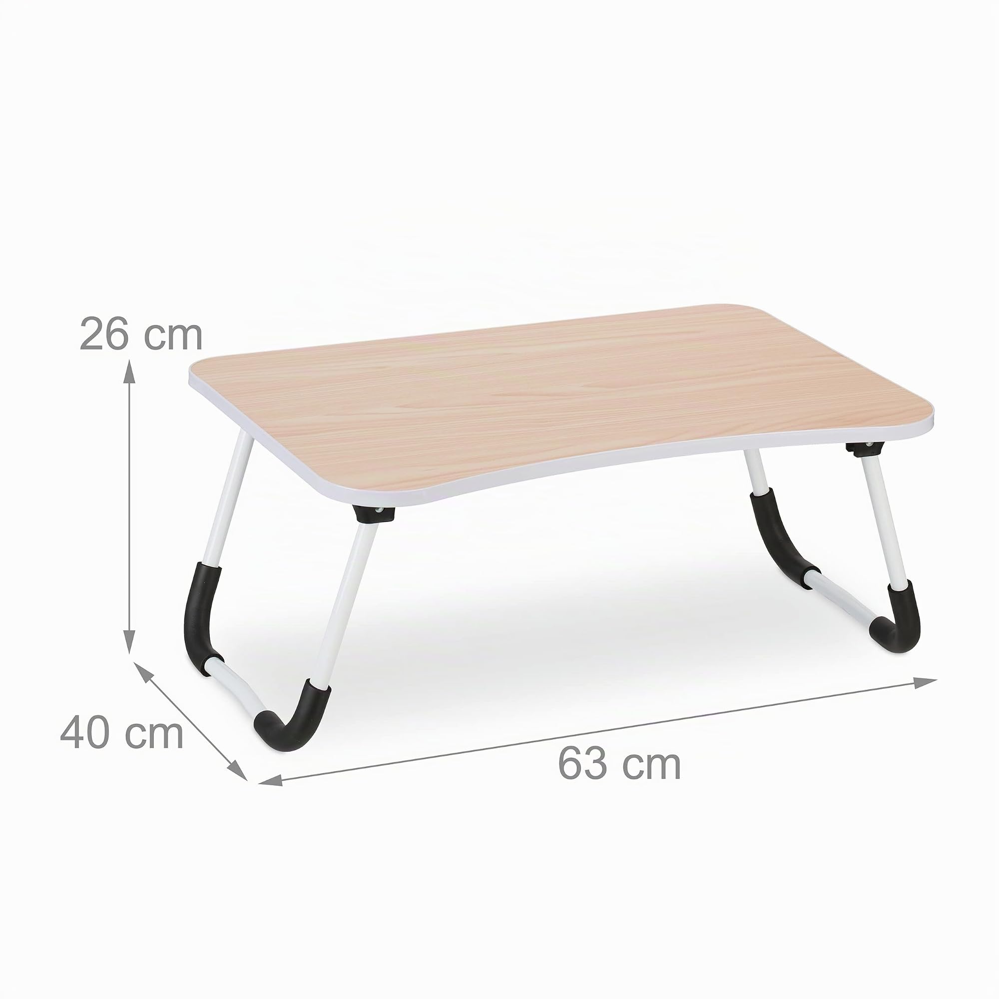 Relaxdays Tavolino per Laptop, Pieghevole, Letto e Divano 26x63x40 cm, Tavolinetto Notebook, MDF e Ferro, Marrone Chiaro