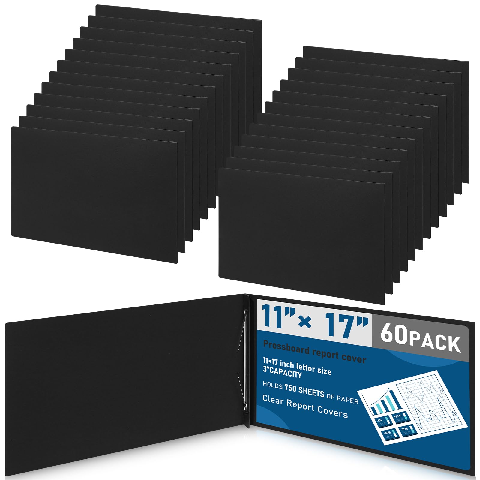 Resurhang Presskarton-Einband, 7,6 cm Kapazität, Präsentationsmappe mit Metallzinken-Papierverschluss zum ordentlichen Binden von Berichten, Vorschlägen, Transkripten, anderen Dokumenten (27,9 x 43,2