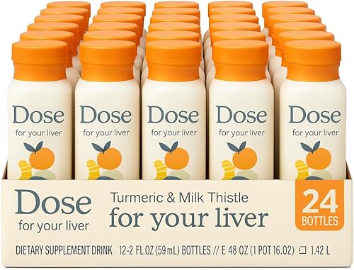 Dose for Your Liver 2 Fl Oz Shot  24-Pack Liquid Liver Support & Detox Formula  Milk Thistle, Turmeric, Dandelion & Ginger  Daily Cleanse, Easy