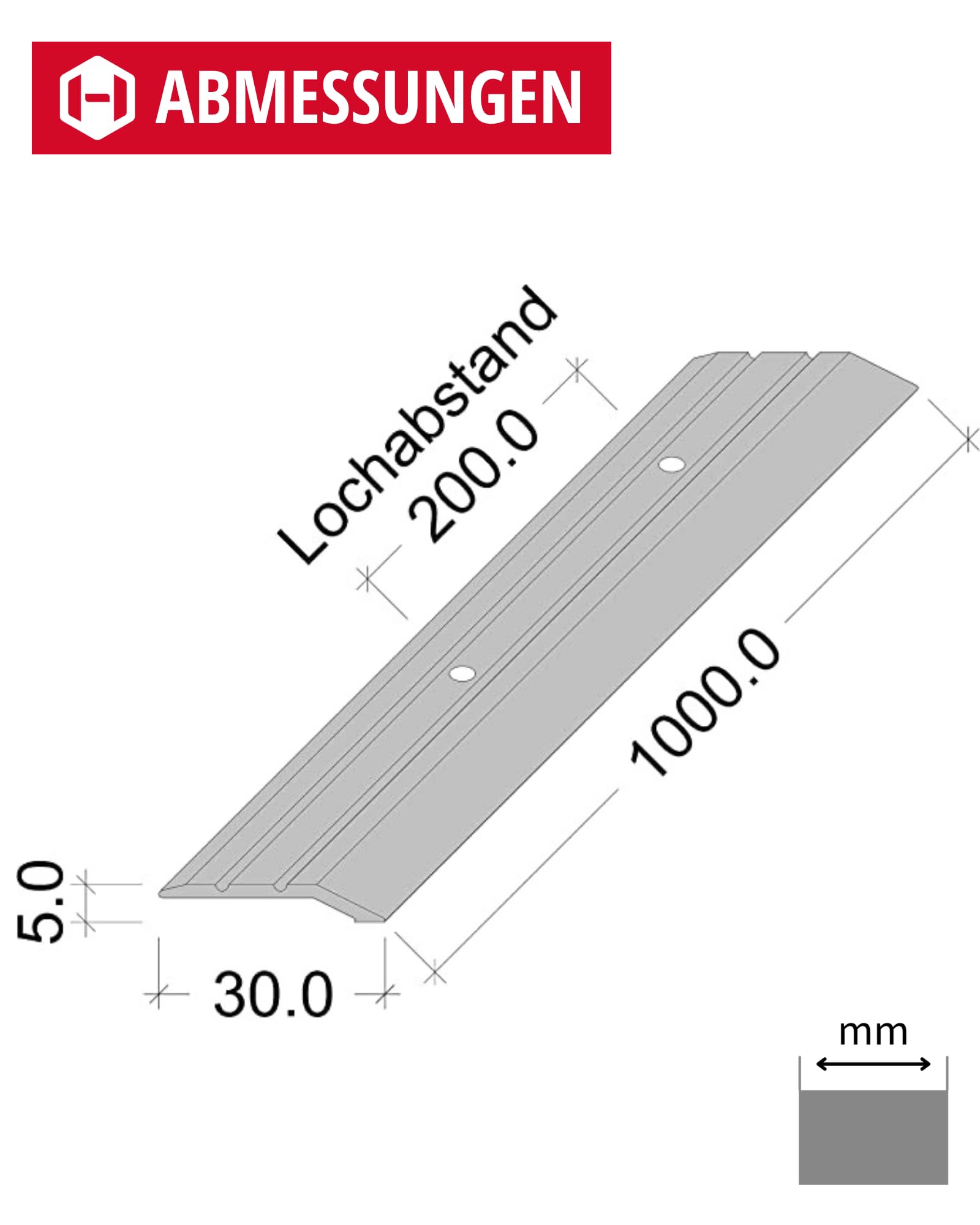 Gedotec Profilo di transizione in alluminio perforato | 1 pezzo - profilo terminale in alluminio | compensazione dell'altezza del profilo base/pavimento