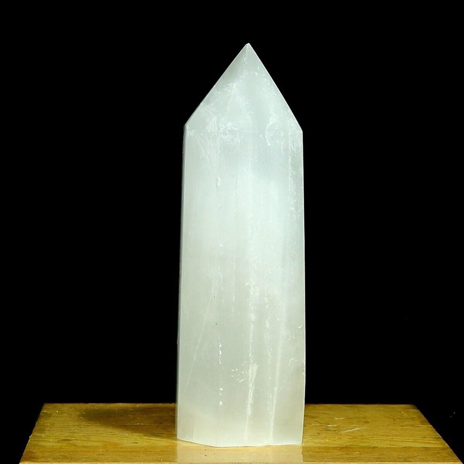 Adornos de cristal Punto de cristal de selenita blanco natural Cuarzo Obelisco Curación Reiki Energía hermoso cristal(900-1000g)