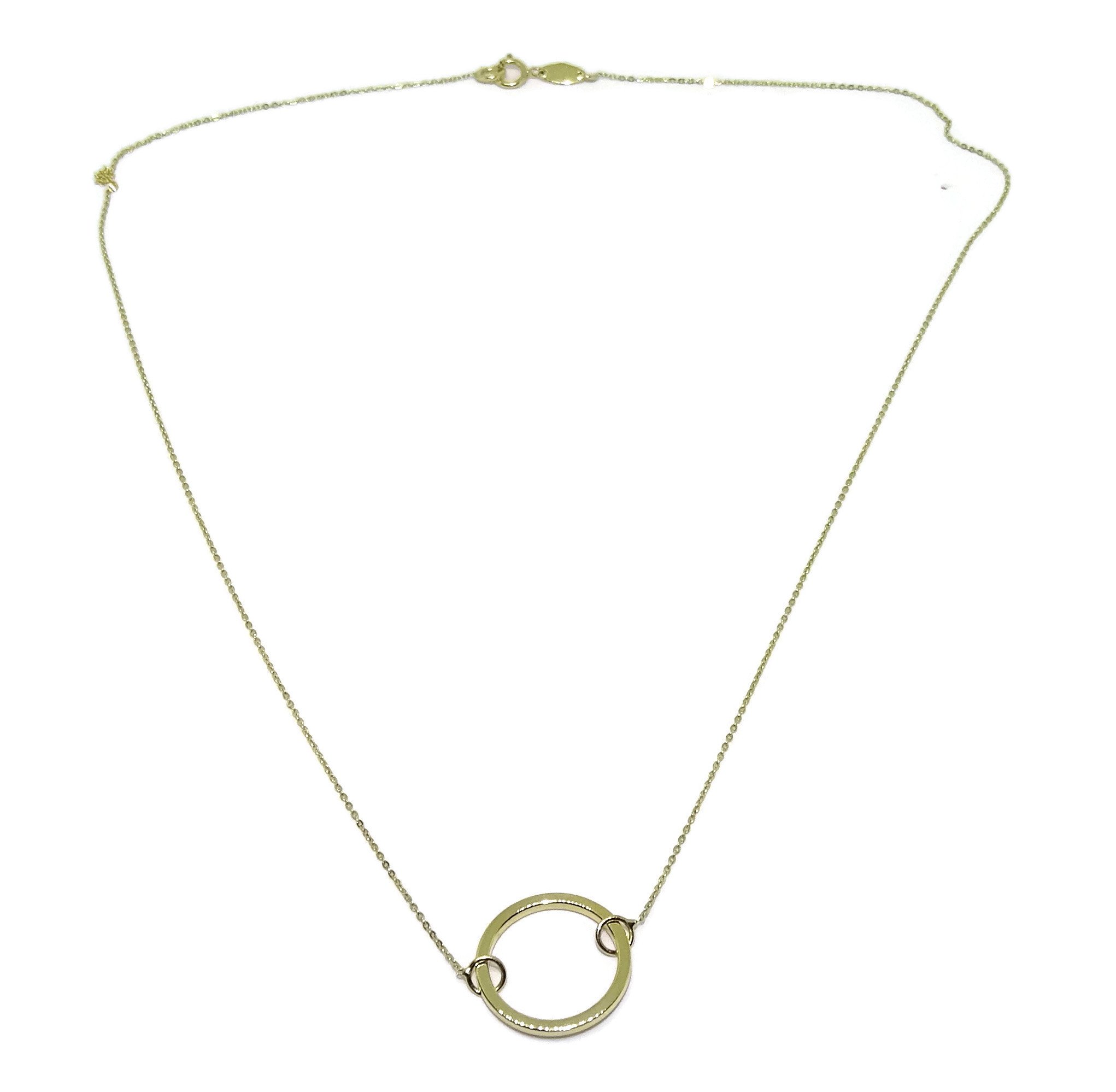 Naszyjnik Karma 18K Gold | zawieszka Circle 42cm link chain | Fashion choker | Biżuteria designerska | 1.50g żółtego złota | Damski prezent na rocznicę | Prezent na Dzień Matki | Prezent na Walentynki |
