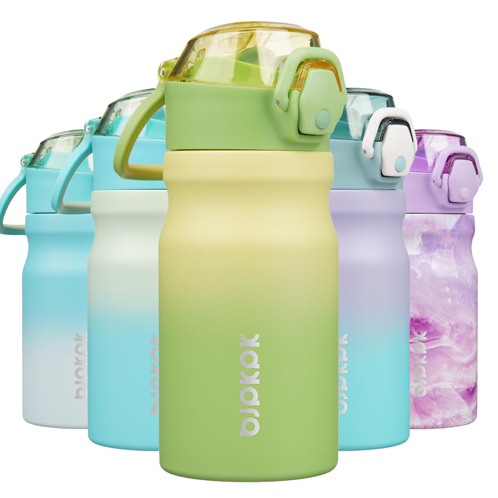 BJPKPK 14 oz Insulated Water Bottle, Straw, Handle, Stainless Steel Flask