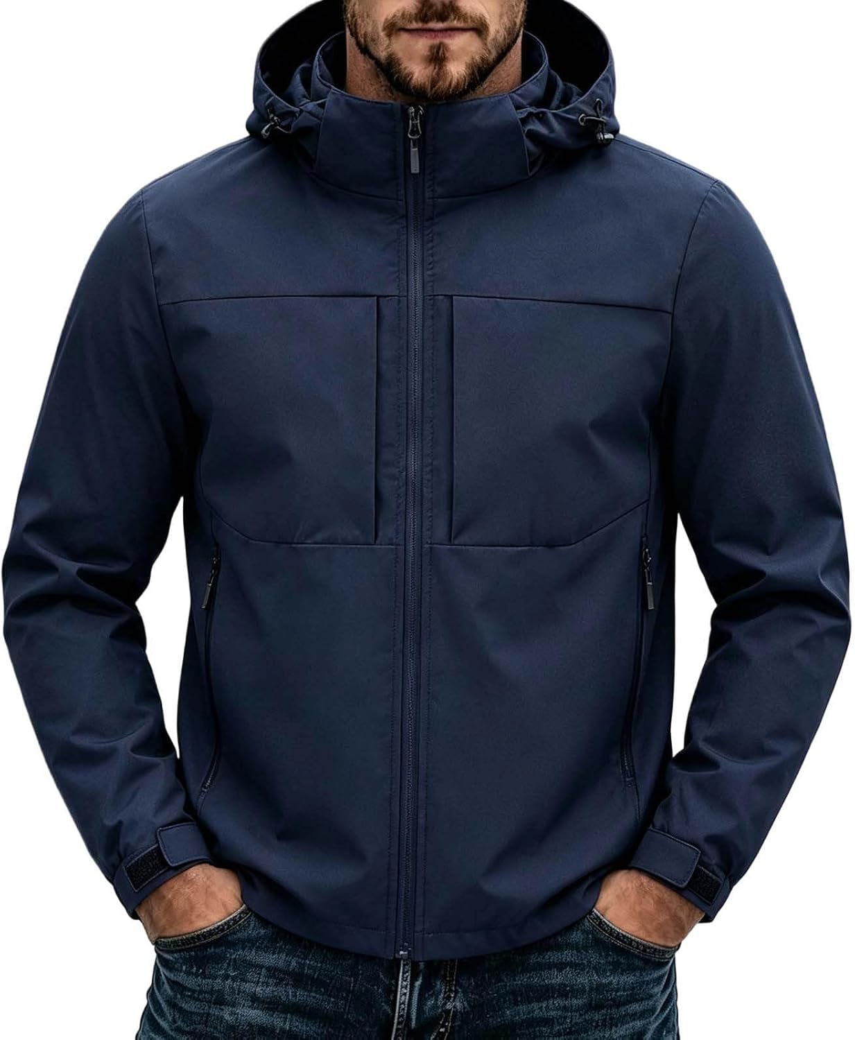 Mens Outdoor Rain Coats Zip Up Fall Active Windbreakers