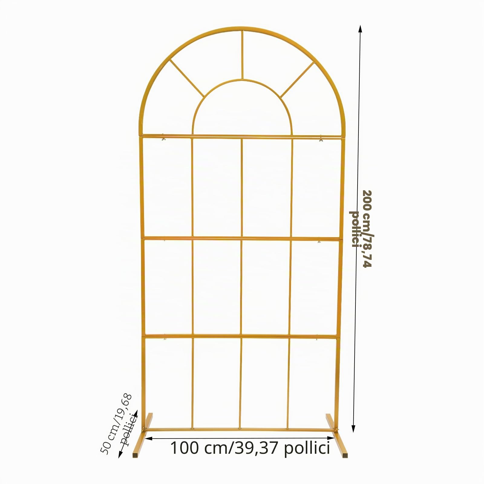 2 x 1 m, supporto per arco per palloncini in metallo, per matrimoni, matrimoni, decorazioni dorate