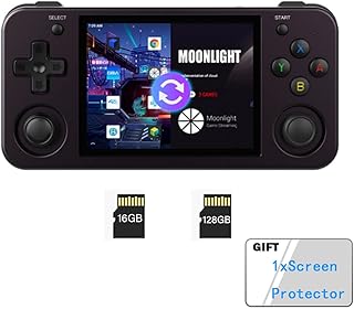 RG353M Handheld Game Console 16G + 128G TF Card, 3.5-Inches Display Dual OS Android 11, Linux System Support 5G WiFi 4.2 Bluetooth, RK3566 Chip Built-in 15000+ Classic Games (Deep Purple)