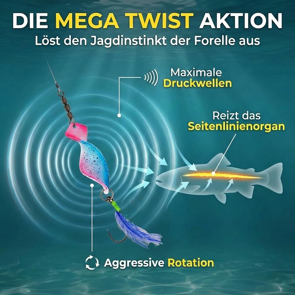 Messeneuheit 2025 Spoons Forelle Mega Twist 10 Stück in Spoonbox | Forellen Angeln Spoon Set Forellenköder | Forellen Blinker Angeln Forelle | Spinner Set Trout