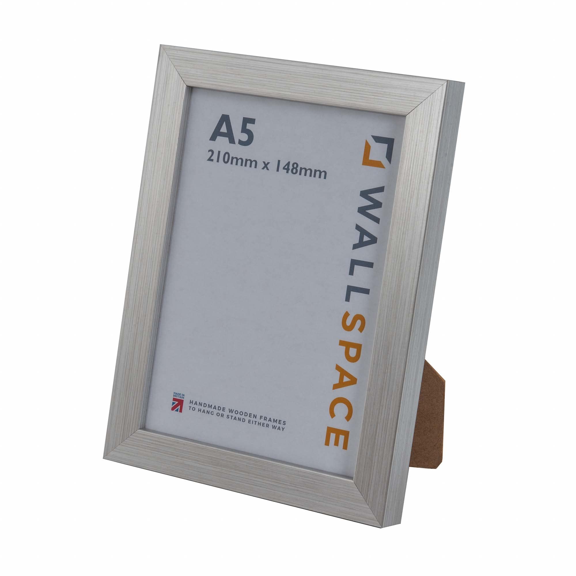 Wall Space A5 photo frame | Modern Silver A5 photo frames to fit image size A5 - With REAL GLASS and made from SOLID WOOD | A5 frame | Made in UK | A5 Silver frame