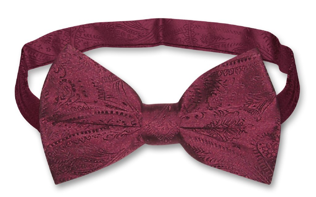 Vesuvio Napoli BOWTIE Burgundy Paisley Color Men's Bow Tie for Tuxedo or Suit