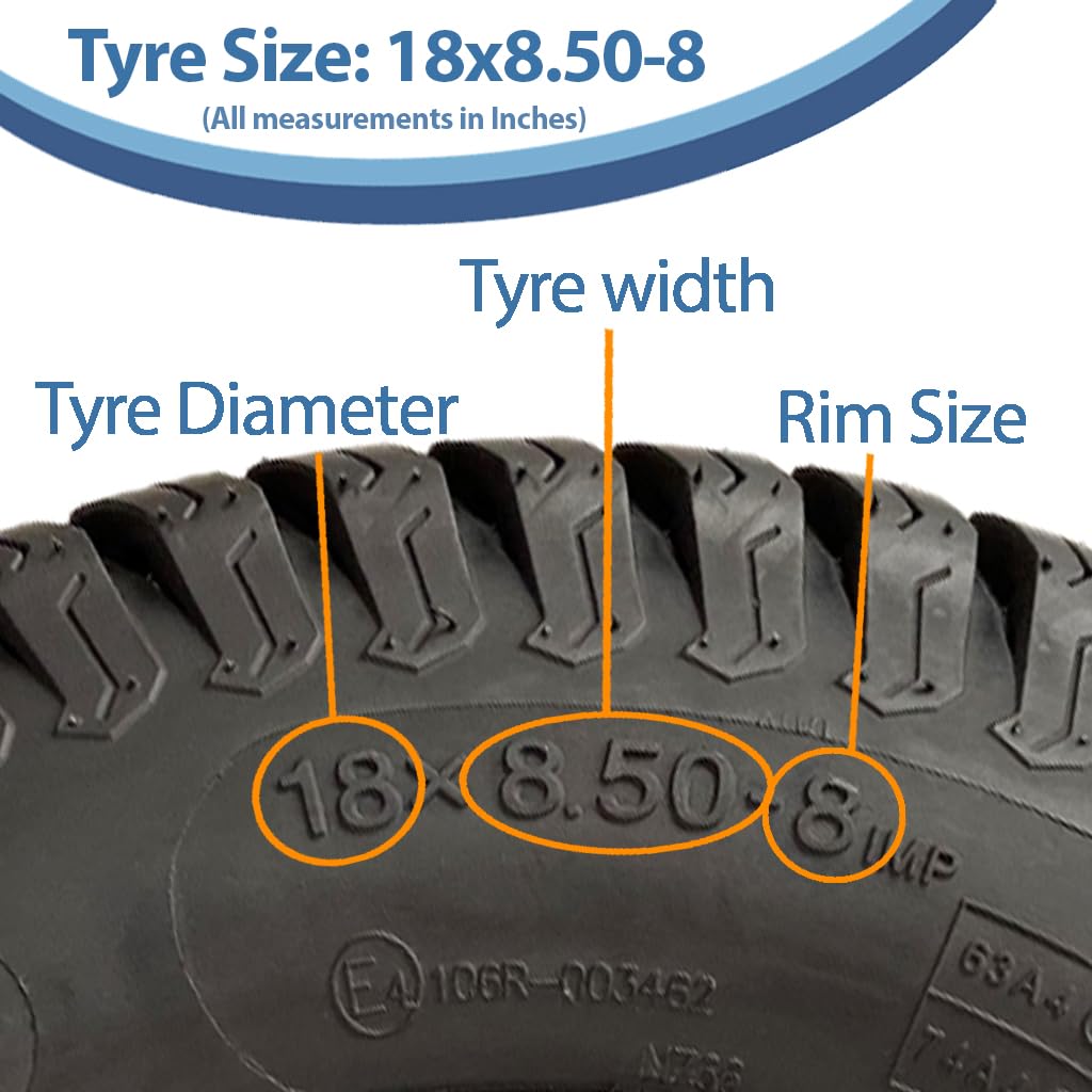 Parnells - Kit Rimorchio ATV - 2 Ruote 18x8.50-8 + 2 Mozzi 4xm12 100 mm PCD e Assali 35 mm x 35 mm - Wanda P332 a 4 Strati, 750 kg, Altezza 455 mm, Larghezza 210 mm - Contrassegno E, Legale Stradale