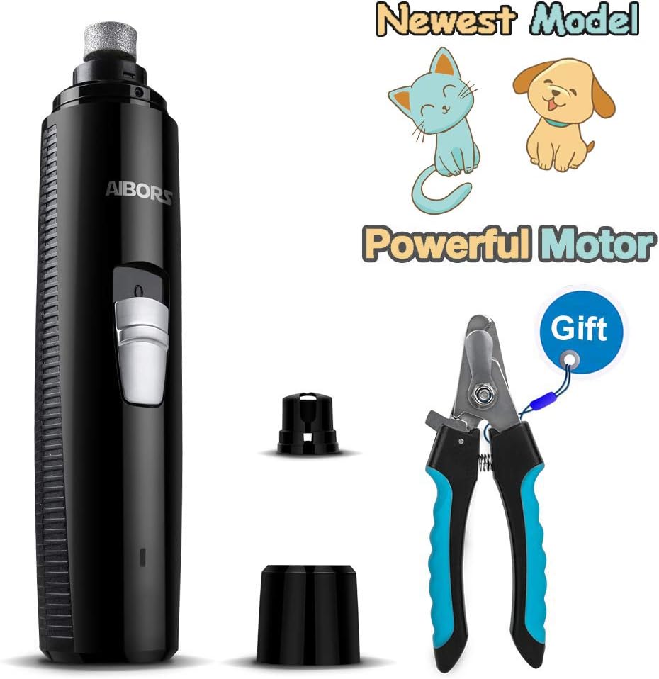 VOSEN Dog Nail Grinders, Nail Grinder Pet Low Noise Electric With 2 Speeds Fast Grinding for Small Medium Big Dogs Cats, Rechargeable USB, 2000mAh Built-in Battery support 15h Work, Nail Clipper Free