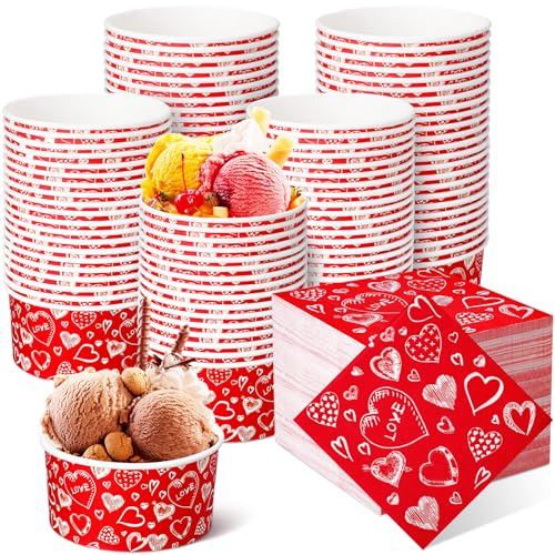 Hushee Valentine‘s Day Treat Snack Cups and Napkins Set, Serves 50, Include 50 Pcs 12 oz Dessert Paper Bowls 100 Pcs 3 Ply Love Heart Paper Napkin, Disposable Ice Cream Cup for Valentine‘s Day Party Hushee Valentine‘s Day Treat Snack Cups and Napkins Set, Serves 50, Include 50 Pcs 12 oz Dessert Paper Bowls 100 Pcs 3 Ply Love Heart Paper Napkin, Disposable Ice Cream Cup for Valentine‘s Day Party
