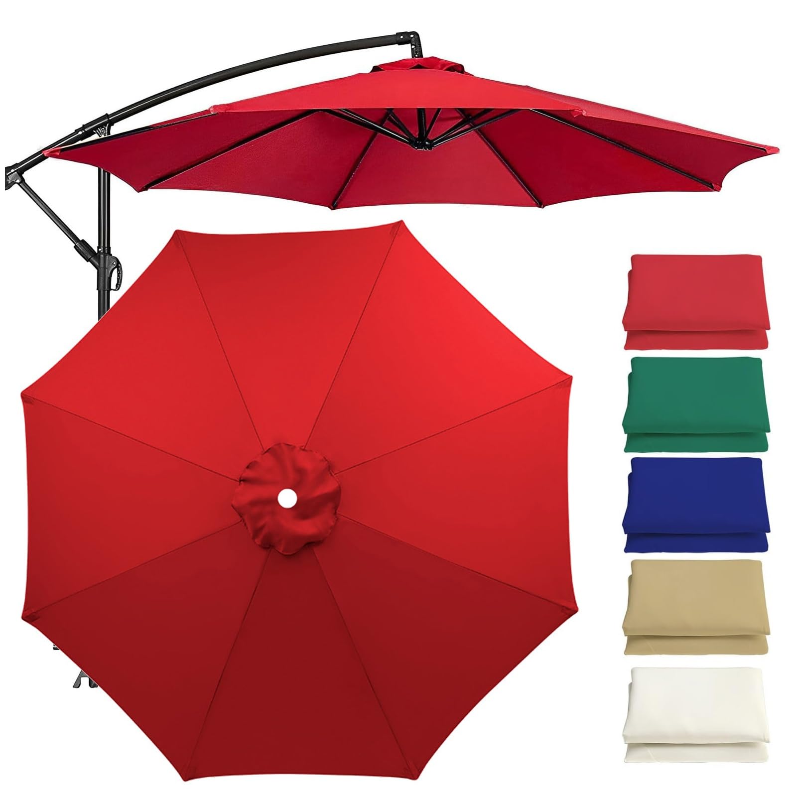6 Ribs/8 Ribs Canopy Top Cover Umbrella Replacement Cloth, Market Table Umbrella Top Replacement Cloth, Patio Cantilever/Hanging Umbrella Replacement Canopy ( Color : Red , Size : 3m/9.8ft (8Rib) )