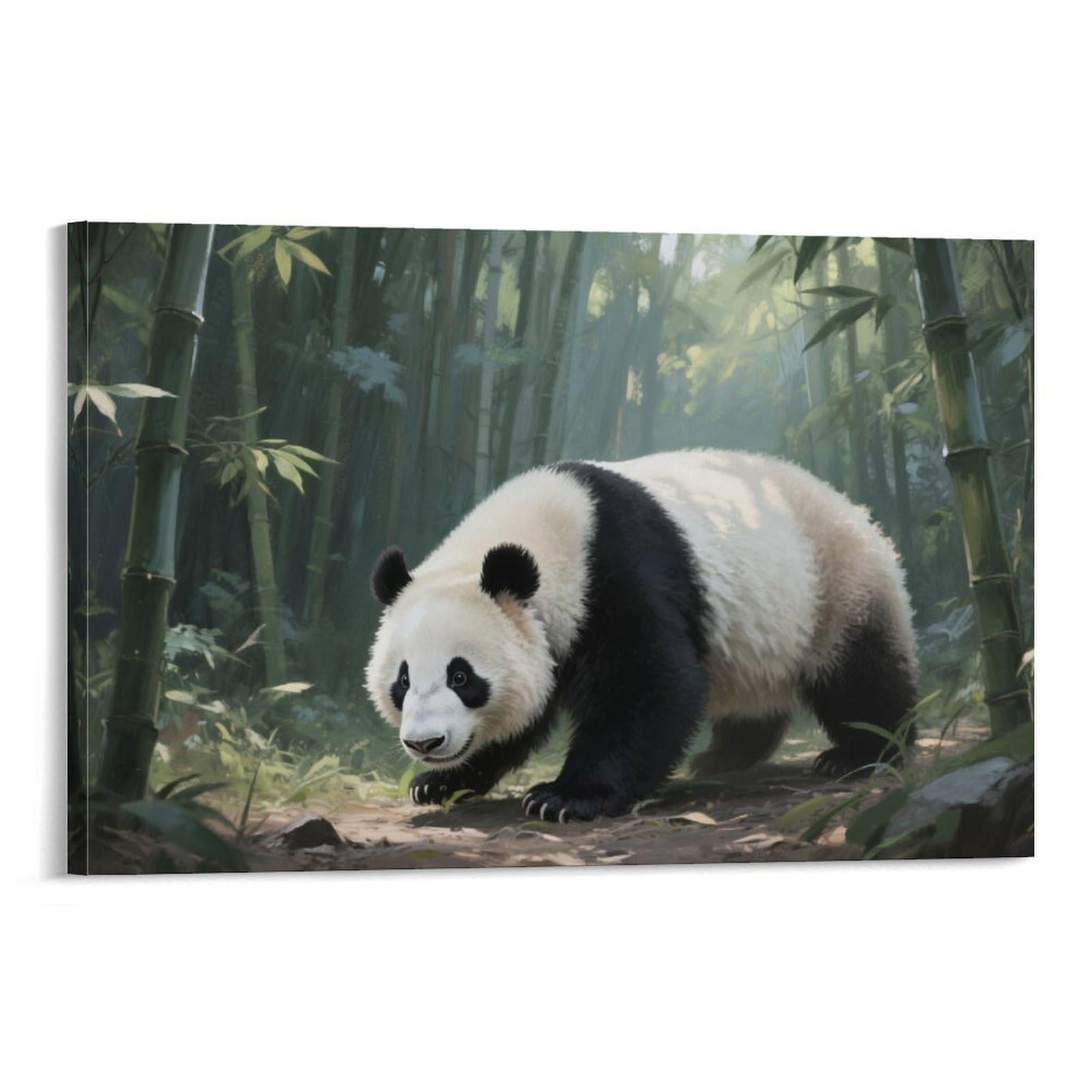 YYVKPMLXC Panda Wall Art Bamboo Forest Canvas Giclee Artwork Painting Pictures Ready To Hang for Home Decor 12x18inch(30x45cm)