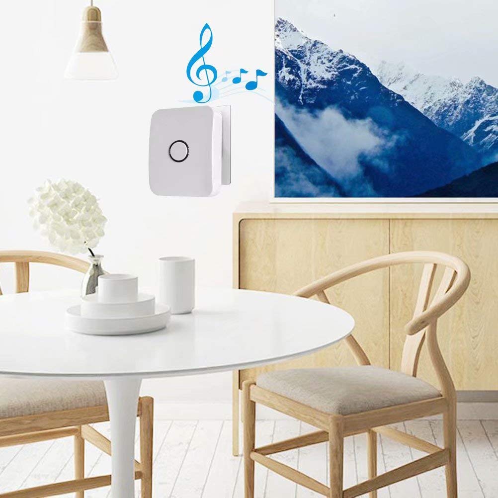 Sonnette sans fil, WGOAL sans pile requise, sans câblage, 1 émetteur enfichable 1 réceptacle, IPX7 Sonnette sans fil étanche avec lumières LED Effet clignotant, portée de 120 m, 25 sonneries, blanc