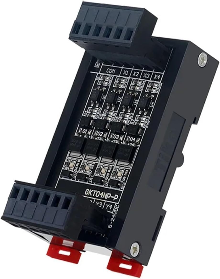 VARNOK PLC Signal Amplifier Board Din Rail PLC DC Amplifier Board Transistor Output 4/8/12/16 NPN/PNP Compatible 5V-24V Optical Isolation Anti-Interference(4PNP Pluggable)