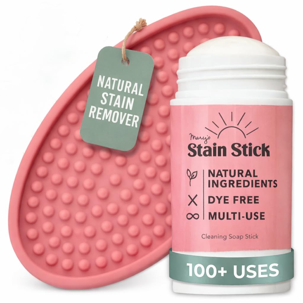 Mary’s Non Toxic Stain Remover Stain Stick with Scrub Base, Natural Refillable Laundry Stain Remover, Baby Stain Remover, Works on Blood, Grass, Food,