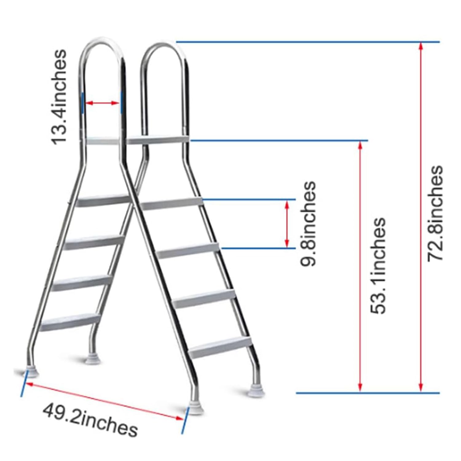 Scaletta per Piscina a 4 gradini, Scala per Piscina Fuori Terra in Metallo, gradini per Piscina Fuori Terra Alti 52 Pollici con corrimano, per rimorchi da Viaggio, palco, Piscina nel Cortile