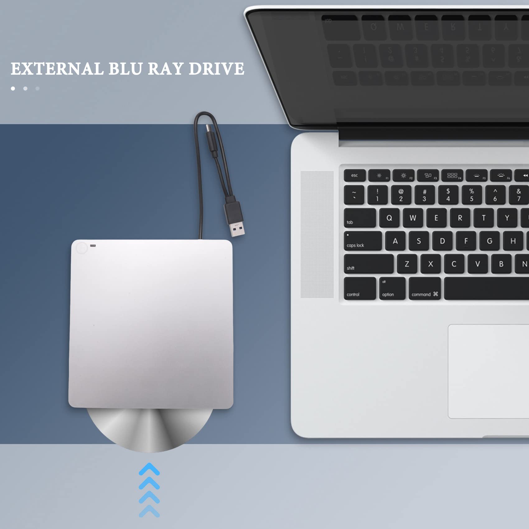 Lecteur de DVD Blu-Ray 3D Externe, USB 3.0 et Lecteur de CD-DVD Blu-Ray de Type C Graveur de CD DVD Ultra-Plat Encastrable
