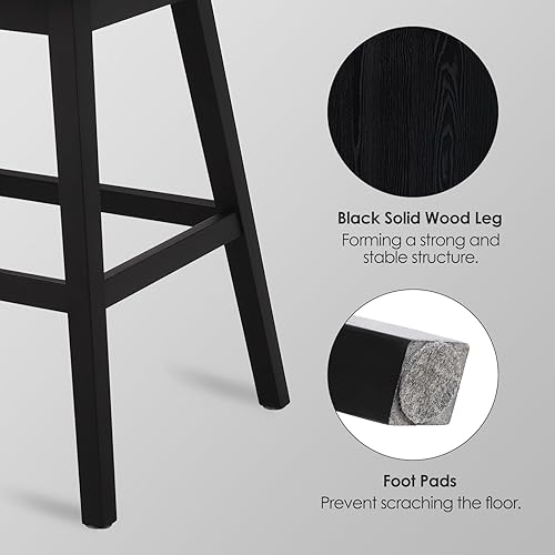 Miniatura 7 de Juego de 2 taburetes de bar giratorios de altura de mostrador, 360 pulgadas de alto, sillas de comedor de tela de lino con patas de madera maciza,