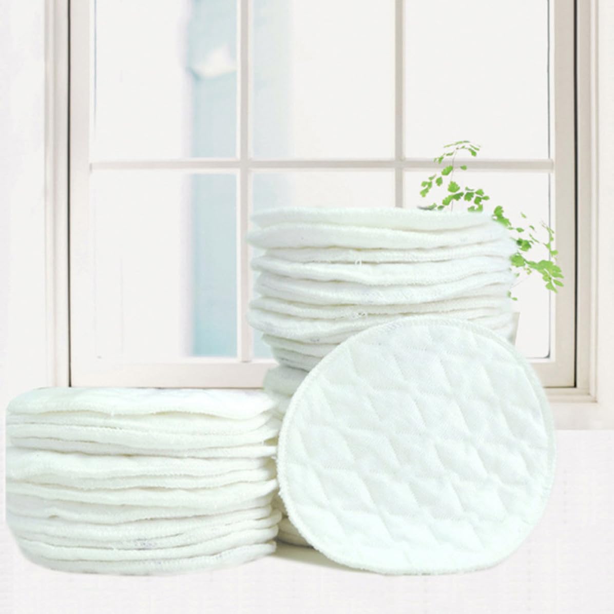 LIFKOME Discos Absorbentes de Lactancia de Algodón Blanco, 100 Piezas, Triple Estructura para Mantener Seco y Evitar Humedad la Alimentación y Lactancia