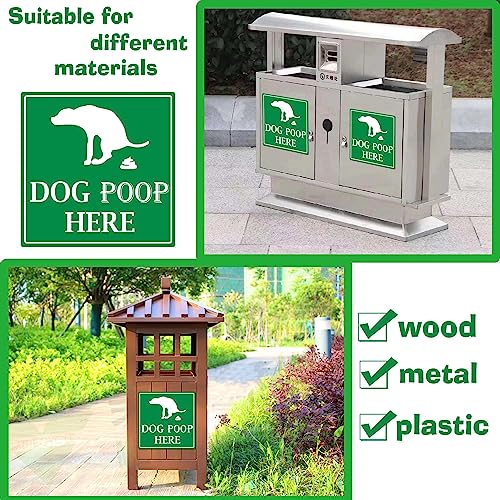 Image of Dog Poop Here Sticker Pet Litter Label 4 Inch - Dog Manure Trash Bin Label Waterproof Self-Adhesive Vinyl Poop Decal 8 Pcs