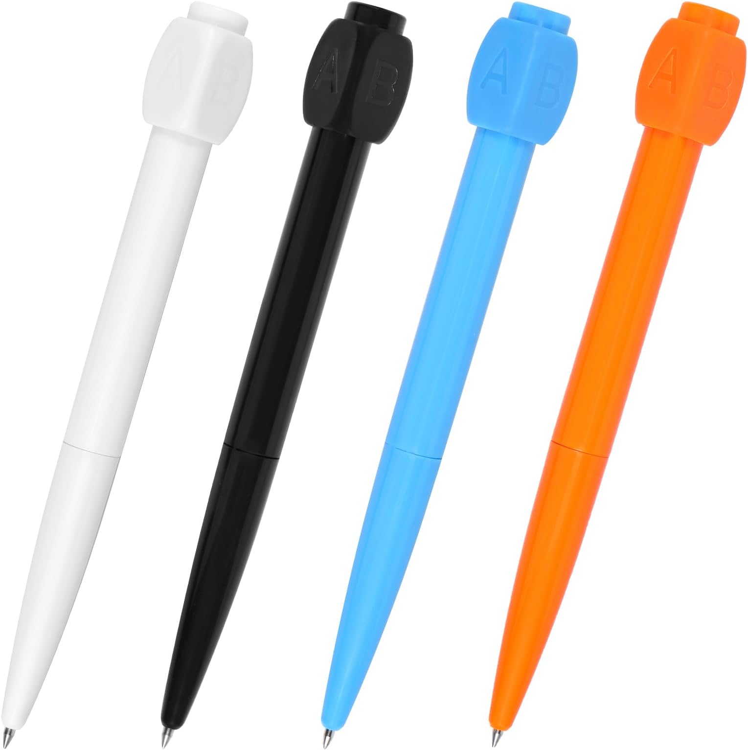 4Pcs ABCD Rotating Pen Stress Relief Black Gel Pen Answer Pen Help Decision Making ABCD Pen Refillable Pen Spinner with ABCD Rotation Pen Lid Portable Ballpoint Pen for Office School Men Women