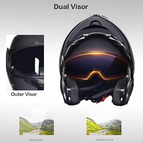 Miniatura 4 de Casco modular de motocicleta, para adultos jóvenes y jóvenes, casco deportivo dual para motocicleta, casco para moto de nieve, bicicleta de calle,