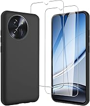 Case Compatible with Doogee Note 59 / Doogee Note 59 Pro (6.75") with 2 Pieces Tempered Glass Screen Protector Film - Black Silicone TPU Soft Case Case Black