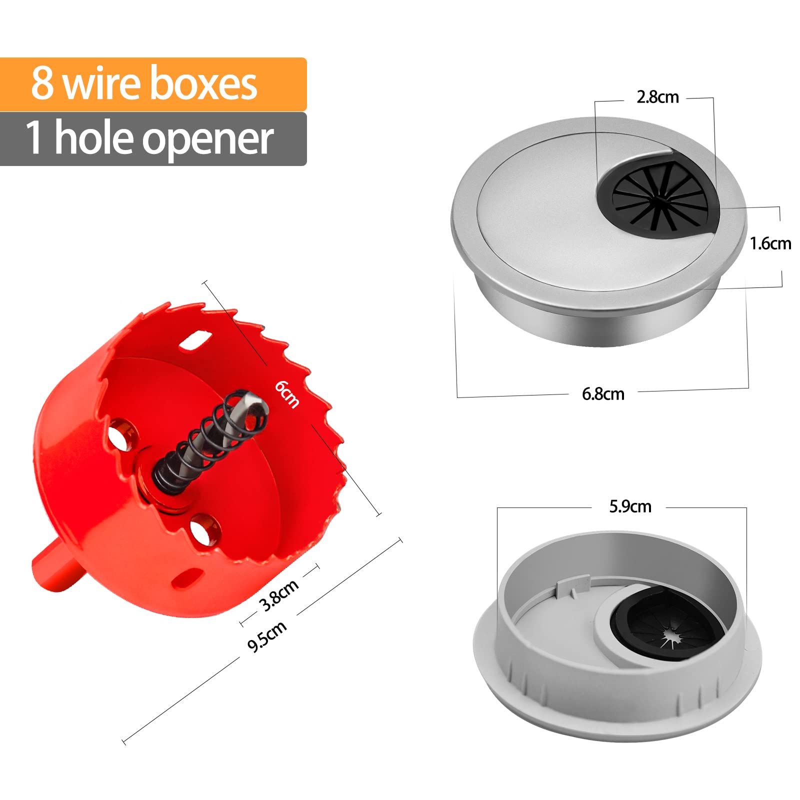 Paquete De 2 Ojales De Cable De Escritorio 60 Mm, Tapas De Orificios Para Cables De Escritorio, Tapa Redonda Para Organizador De Cables De Escritorio, Bronce