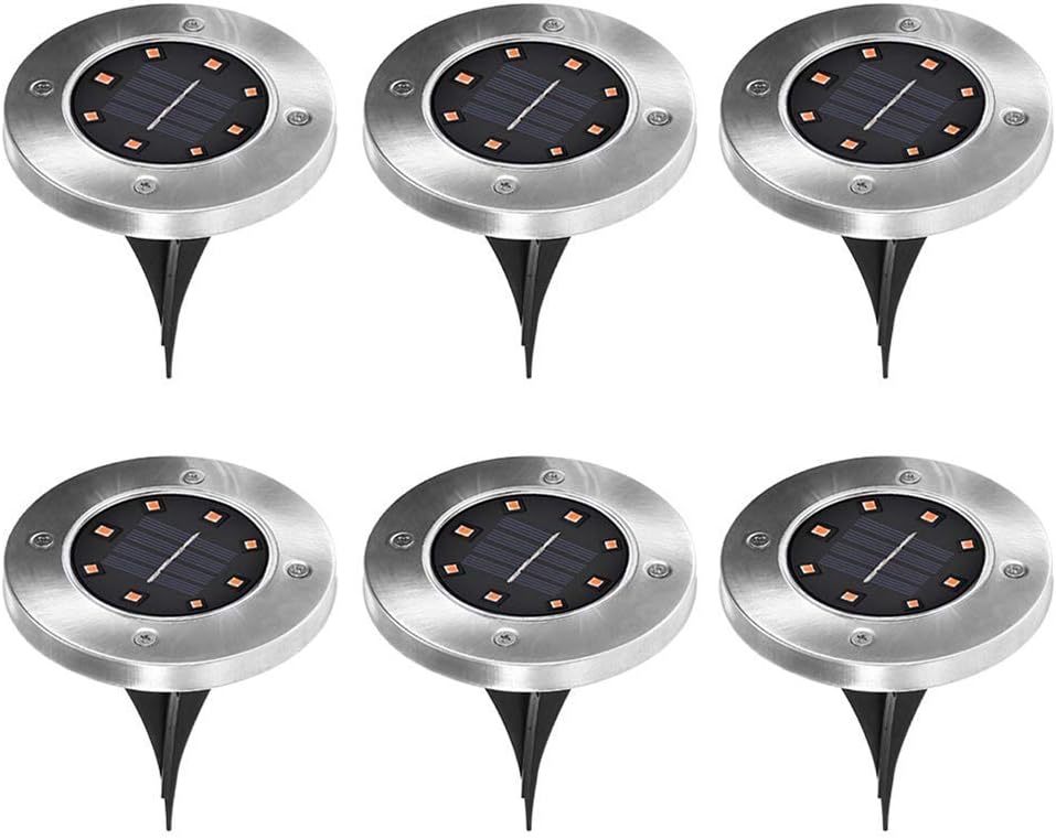 Solar Floor Lights,8 LEDs Outdoor Garden Floor Light Stainless Steel Outdoor Light Garden Lights Bright White Solar Lamps IP65 Waterproof Buried lights Garden Landscape Lighting